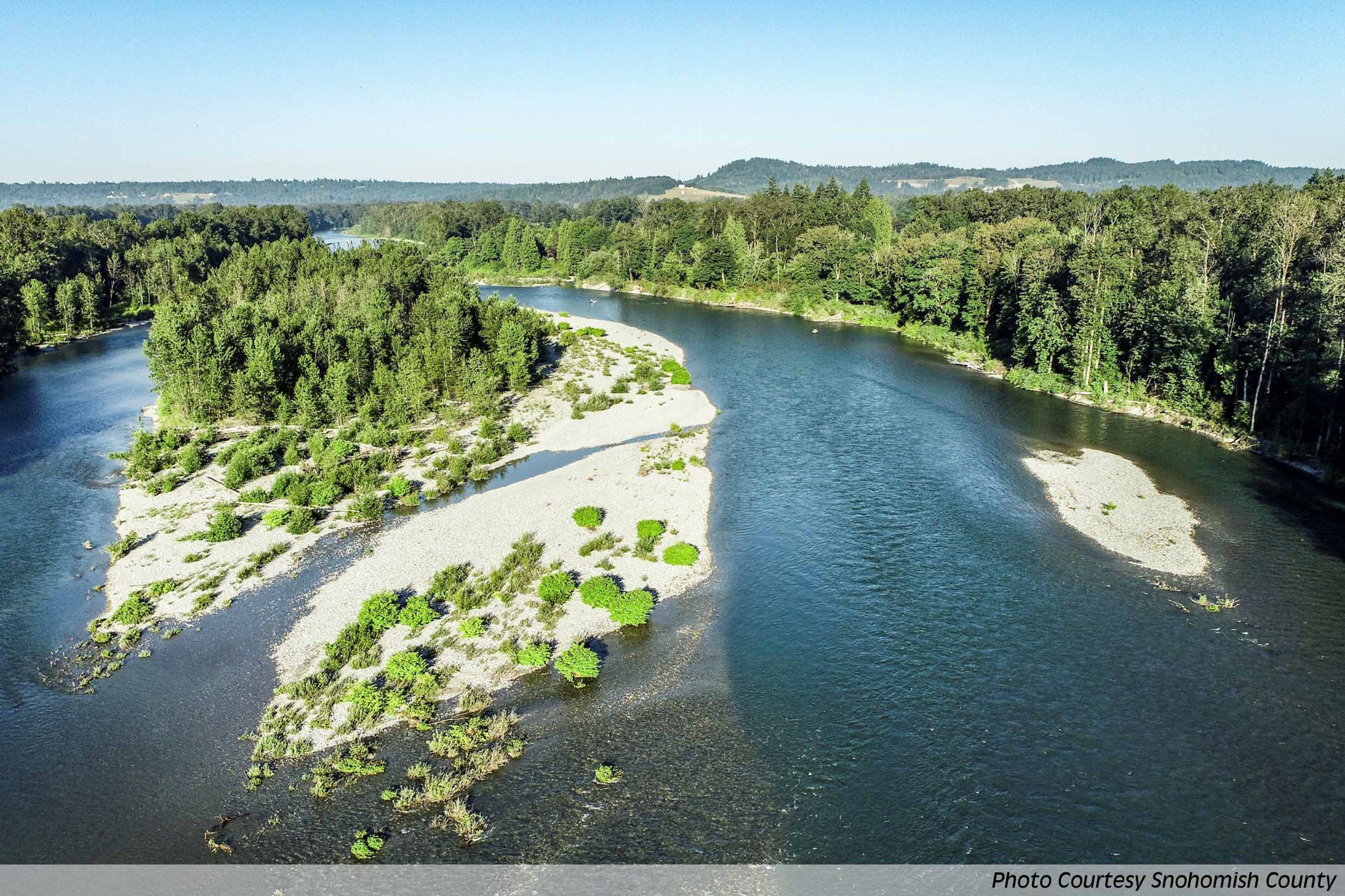 Taulco Valley - aerial view, facing East, of where the Skykomish and Snoqualmie Rivers meet to form the Snohomish River