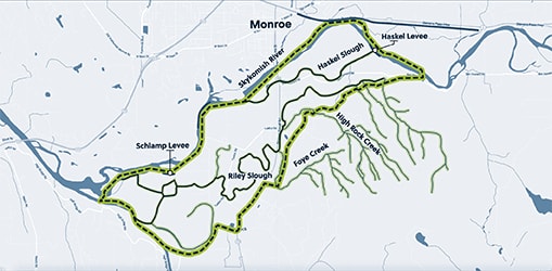 Tualco Valley Connectivity Project connecting habitat, agriculture, and flood resiliency map